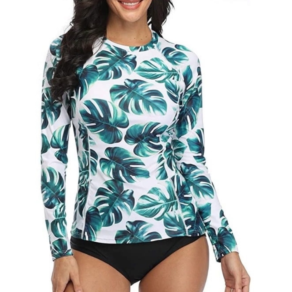 Rash Guard Long Sleeve Swimwear With Built-in Bra